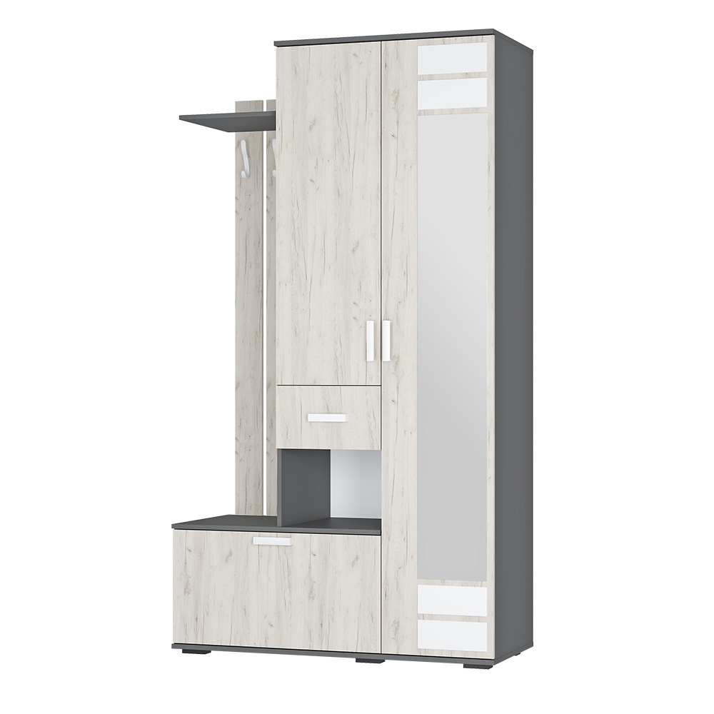 Прихожая Лира ПР-04, Графит, Дуб крафт белый