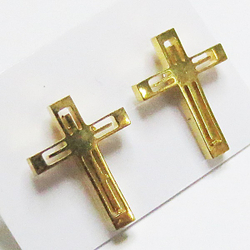 Серьги гвоздики "Кресты". Сталь 316L, золотое анодирование.