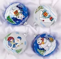 Набор стеклянных шаров Полярная сказка 4 шт., 75 мм., Ёлочка (С1806)
