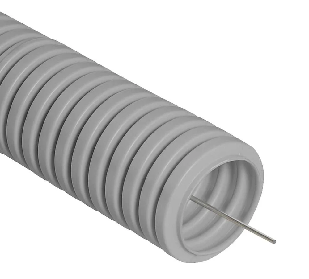 Труба гофрированная ПВХ серая с/з д16 (100м) PR.031600 (Строитель)