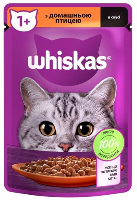 Whiskas, Корм для взрослых кошек, Птица в соусе, 85 гр.