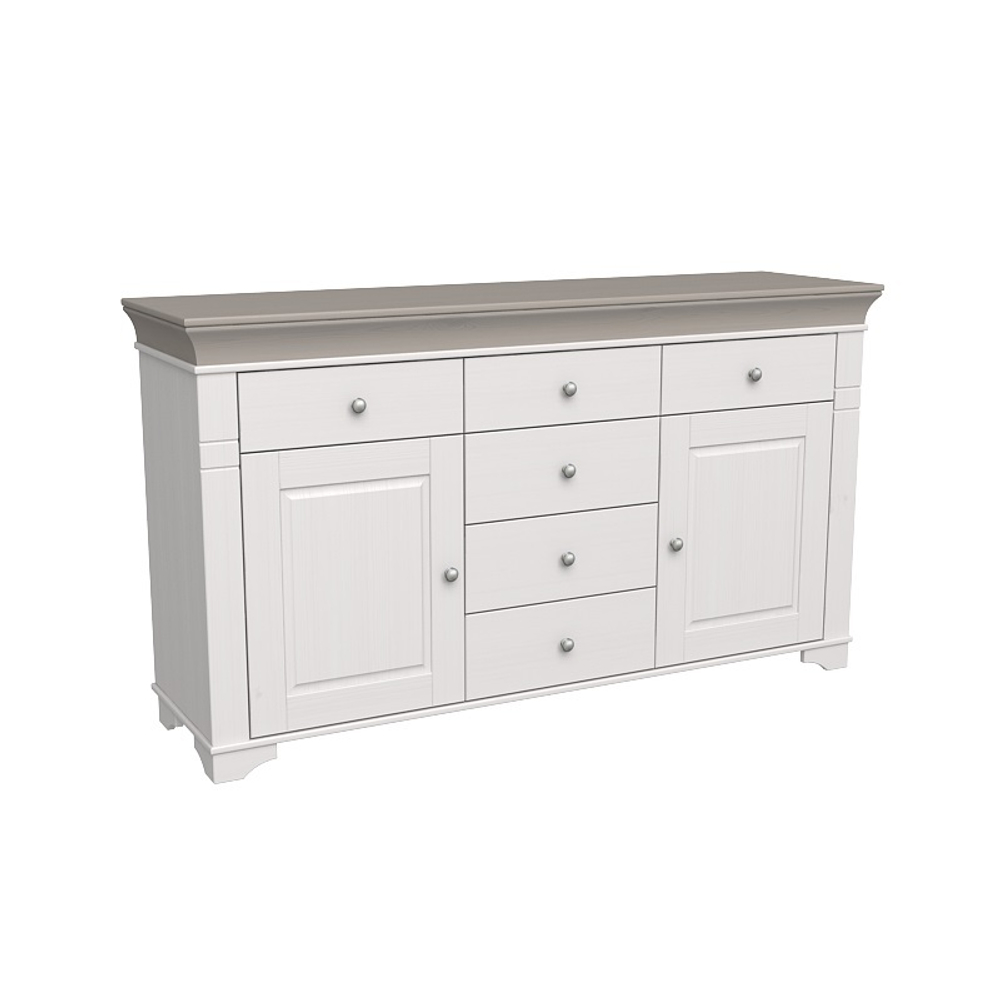 Комод «Бейли» с 2 дверками и 6 ящиками белый воск/антрацит