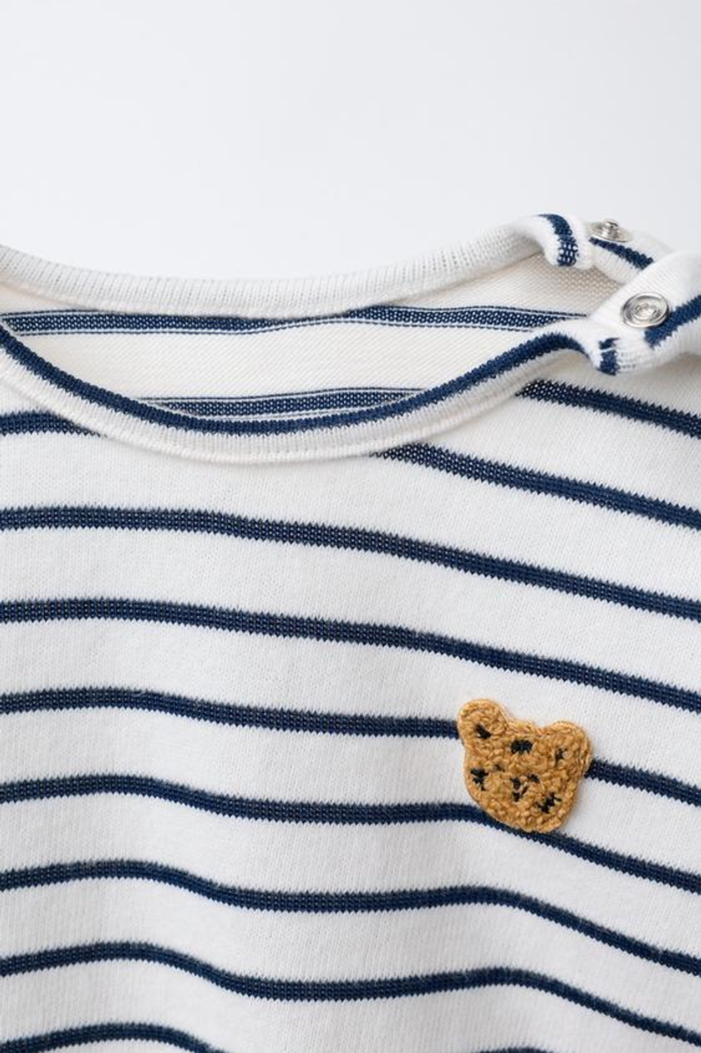 ZARA ЛОНГСЛИВ В ПОЛОСКУ С НАШИВКОЙ «ТИГР», МОРСКОЙ СИНИЙ