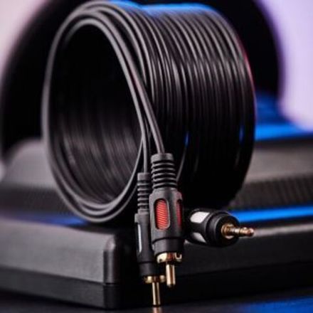 Шнур Стерео 3,5 мм - 2 RCA, длина 5 метров (GOLD) REXANT