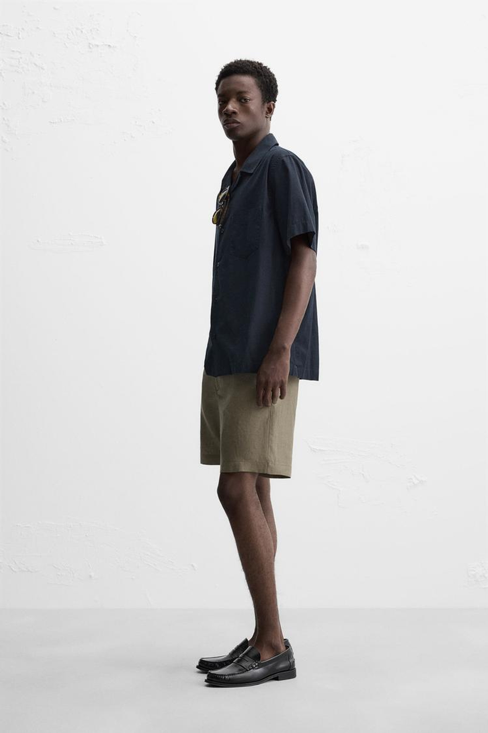 ZARA ШОРТЫ ИЗ 100% ЛЬНА, СВЕТЛЫЙ ХАКИ