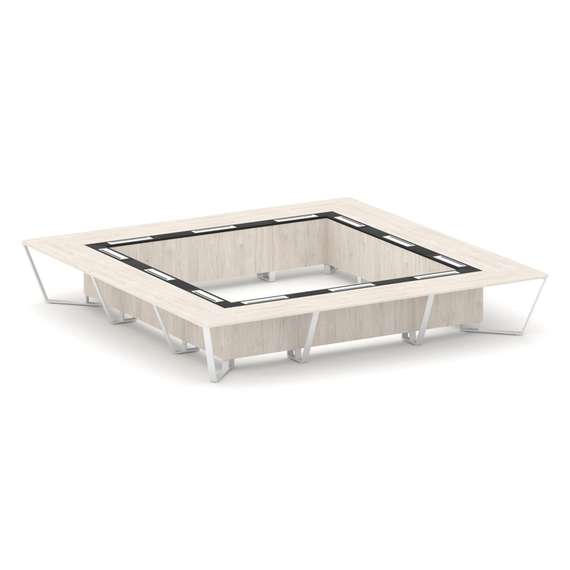 Steel Meet Стол переговорный квадратный KMK-PR.B.SP-24K Денвер Светлый/Графит Глянец/Металл Белый 48