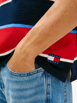 Поло мужское TOMMY JEANS TJM RLX SS STRIPE S