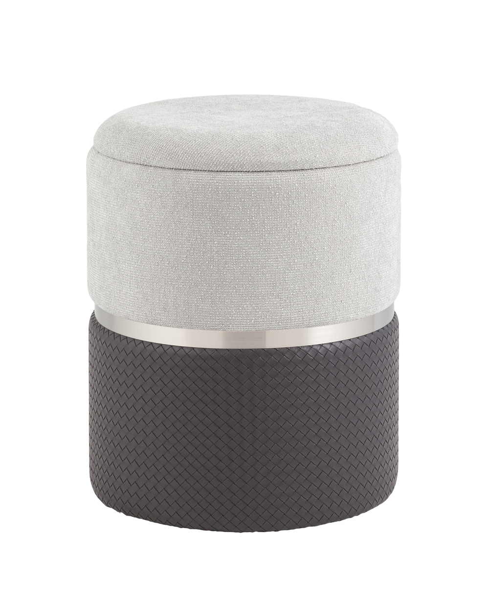 Пуф Кэрри с ящиком серебро шенилл серо-черный