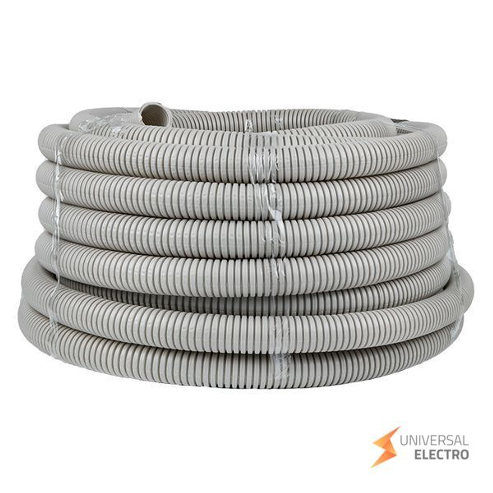 Труба гофр, ПВХ с протяжкой d32 мм (30 м) серая EKF-Plast