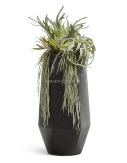 Кашпо TREEZ Effectory - серия Crystal - Высокий многогранник - Антрацит