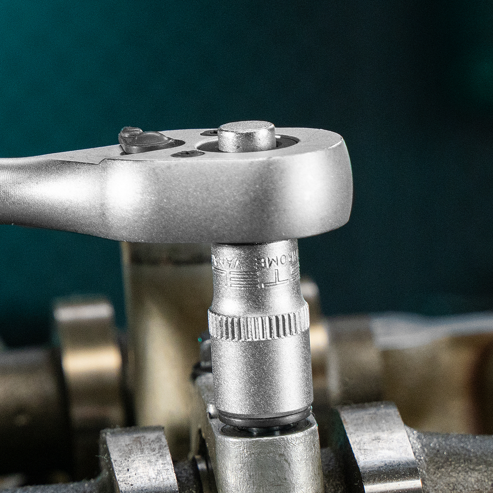 Набор торцевых головок, 1/4", головки 4 - 13 мм, с трещот. ключом, CrV,11 предметов Stels