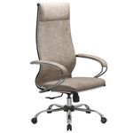 Кресло офисное МЕТТА "L1m 42", хром, сиденье и спинка мягкие, велюр, бежевое