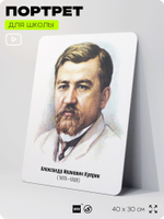 Портрет для школы в кабинет литературы и русского языка "Куприн Александр Иванович", стенд школьный для класса, для оформления классного уголка, 40х30 см, Silver Plane x Айдентика Технолоджи