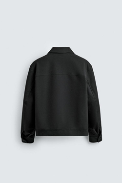 ZARA КУРТКА-РУБАШКА REGULAR FIT, ЧЕРНЫЙ