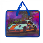 Папка с ручками 1 отделение, А4 265х335х90мм, Alingar, пластик, ручки тесьма, дизайн с двух сторон, молния сверху, "Авто и граффити"