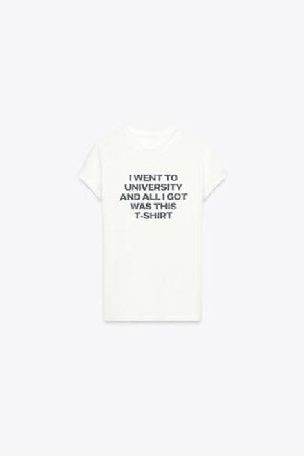 ZARA ФУТБОЛКА В СТИЛЕ РУСТИК С НАДПИСЬЮ, СИНИЙ/БЕЛЫЙ