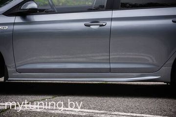 Накладки на пороги до брызговиков для Hyundai Solaris II