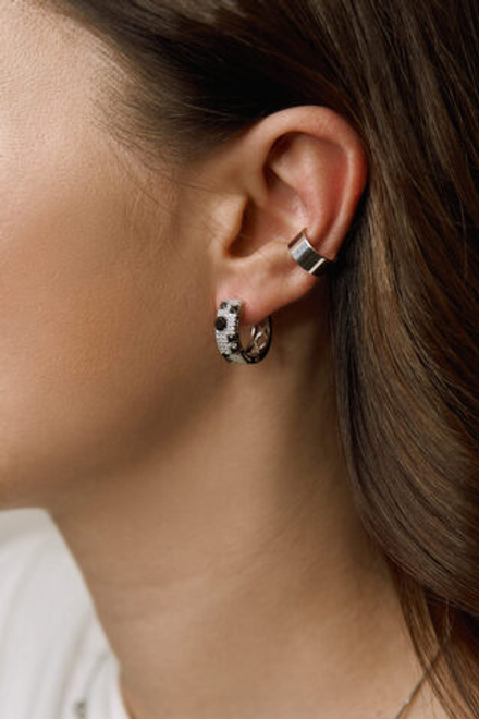 Серьги серебряные с черными фианитами