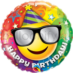 Фольгированная фигура, круг, HB Улыбка в очках зеркальных,18"