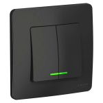 BLANCA С/У 2-клавишный ВЫКЛЮЧАТЕЛЬ (сх.5) с подсветкой, 10А, 250В, АНТРАЦИТ