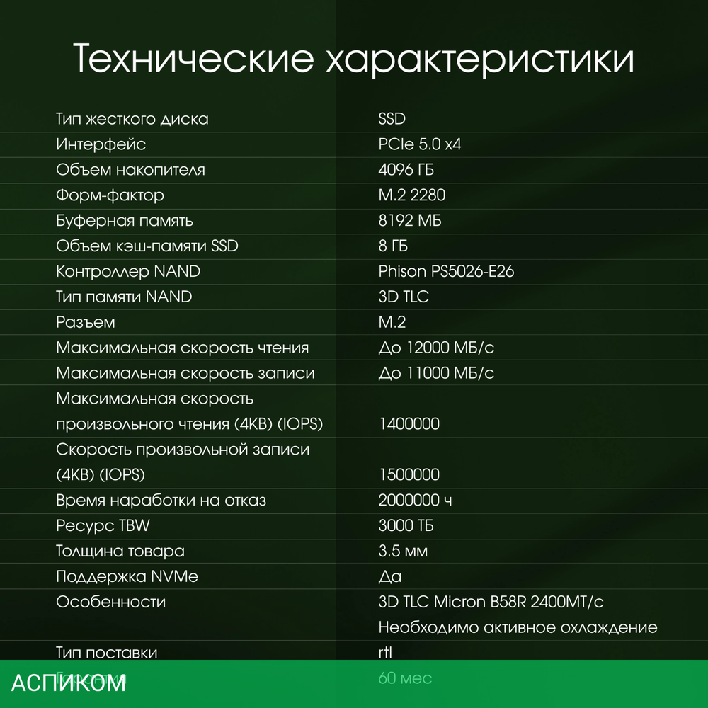 SSD диск Digma Pro Top P6 4TB (DGPST5004TP6T4)