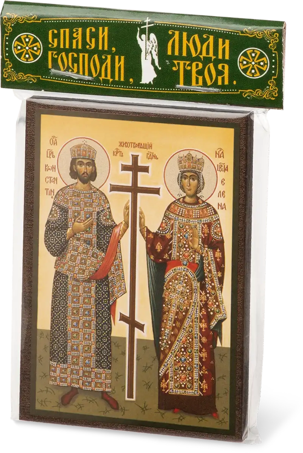 Икона "Константин и Елена Равноапостольные" 6х9 на МДФ-6