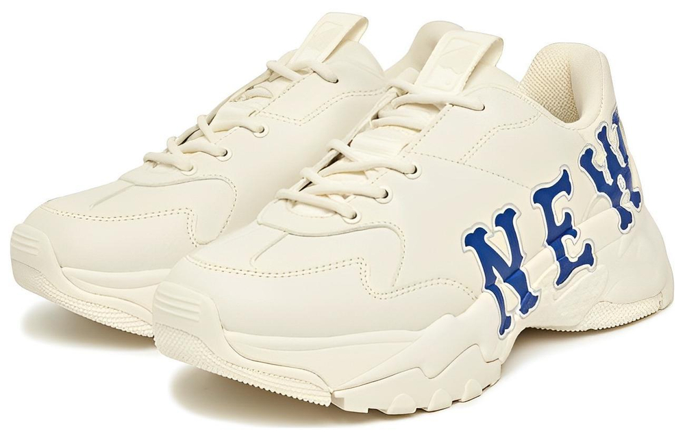 MLB Big Ball Chunky New York Yankees non-slip wear-resistant low-cut daddy shoes for men and women with the same white and blue