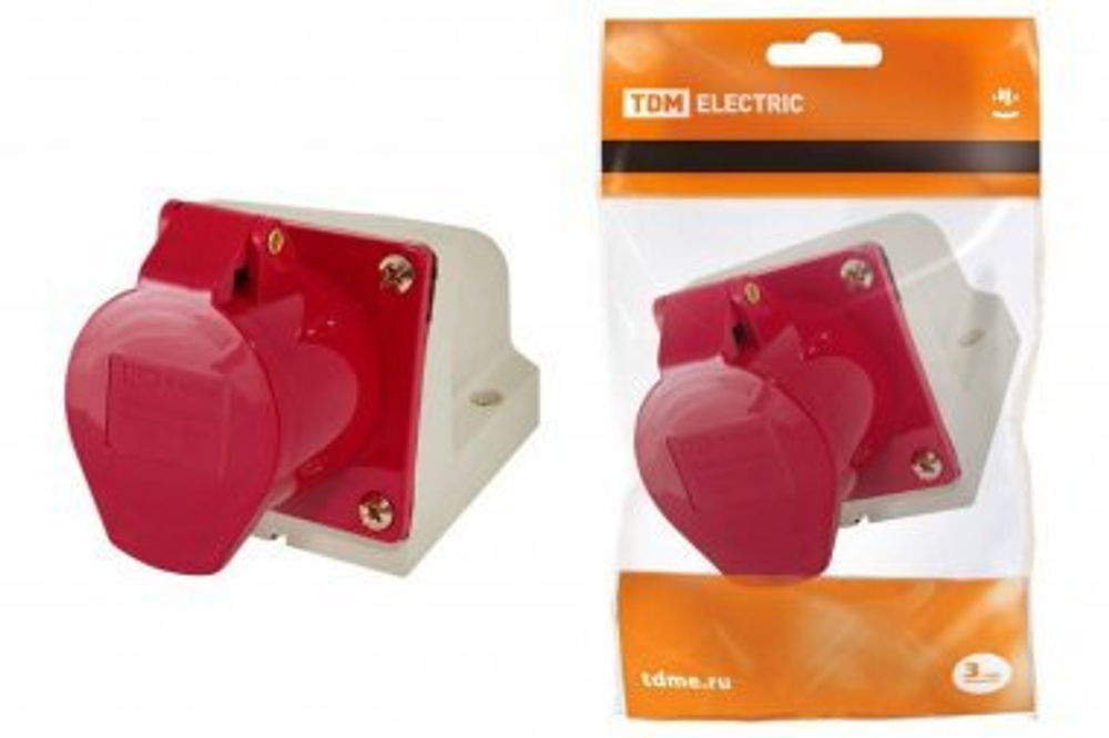 Розетка 114 стационарная 3Р+РЕ 16А 380В IP44 TDM SQ0602-0002