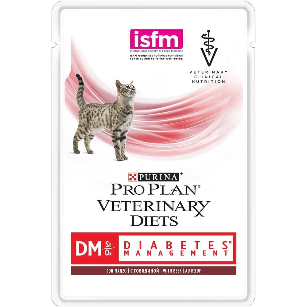 Pro Plan VET DM (говядина) 85 г - диета консервы (пауч) для кошек при диабете, Diabetes Management ST/OX