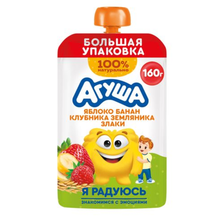 Пюре фруктовое Агуша яблако-банан со злаками 160 гр