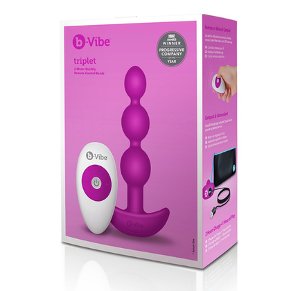 b-Vibe Triplet Anal Beads FUCHSIA - Анальная елочка с 2мя моторами