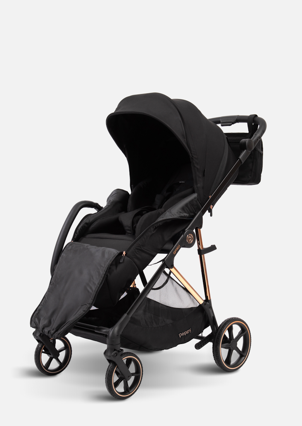 Peppy Коляска прогулочная Amici (Black) рама Gold (LX)