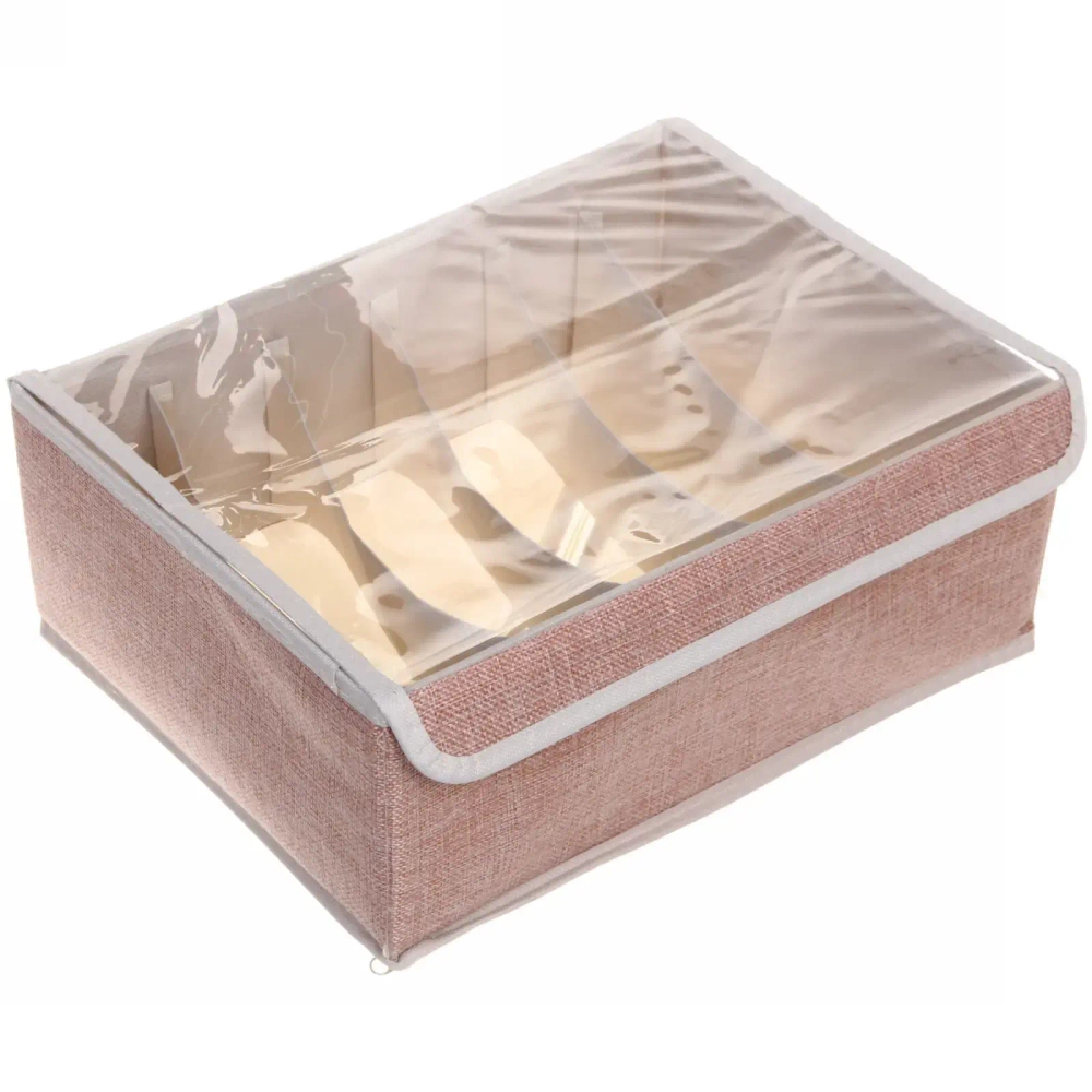 Коробка для хранения вещей 6 ячеек 32*23*12 Уют розовая