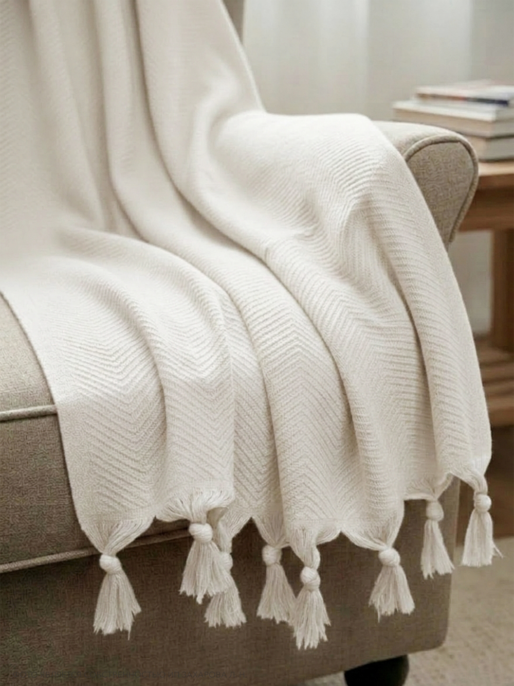 Плед-покрывало из хлопка Sidney, цвет Кремовый