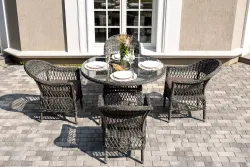 "Дольче" обеденная группа из искусственного ротанга, цвет графит