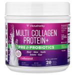 Vitauthority, Multi Collagen Protein+, коллаген с пребиотиками и пробиотиками, без добавок, 408 г (14,39 унции)