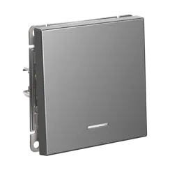 Выключатель кнопочный 1-кл. ArtGallery 10А с подсветкой механизм сталь SE GAL000916