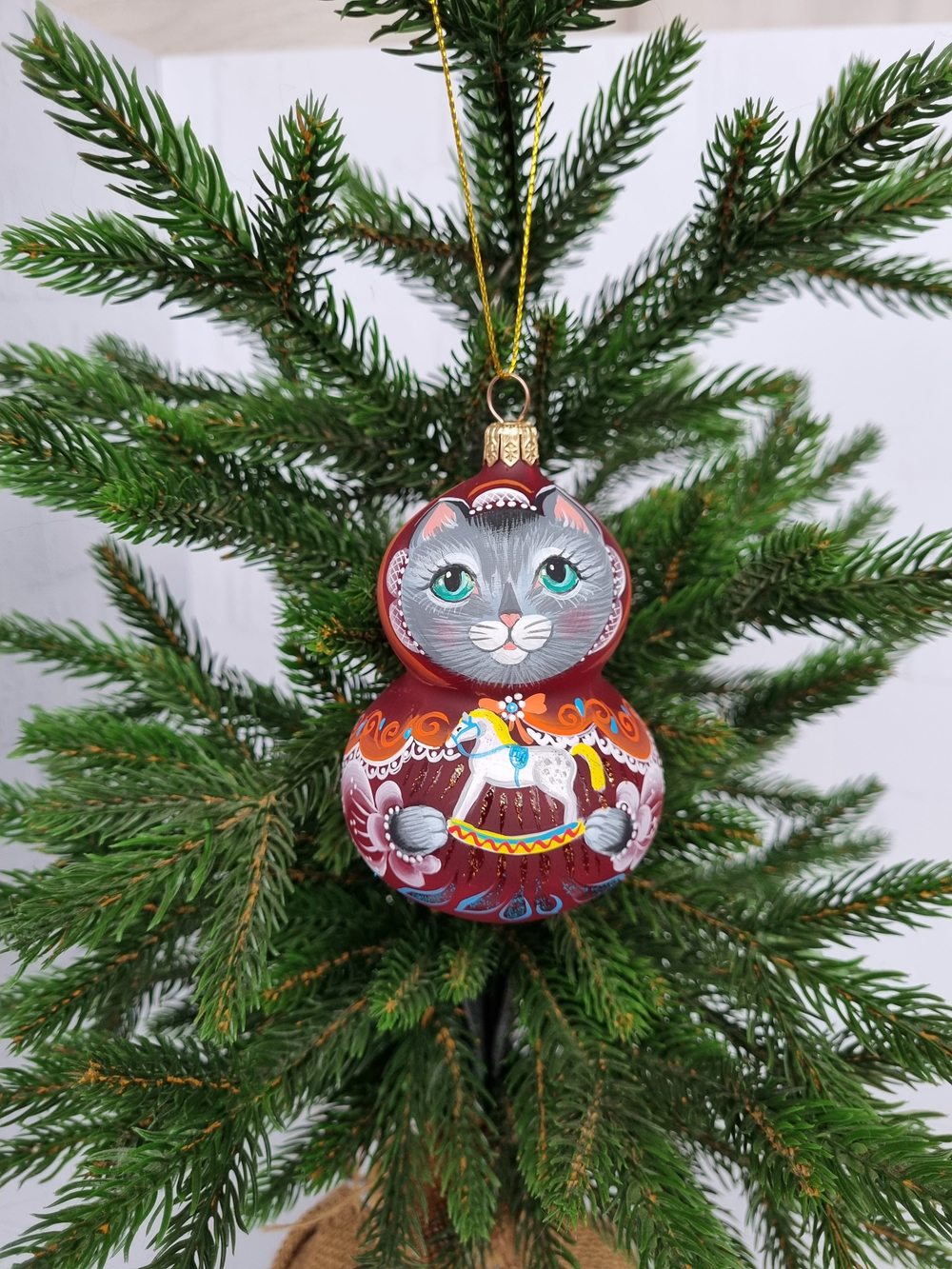 Кошечка Машка стеклянная игрушка