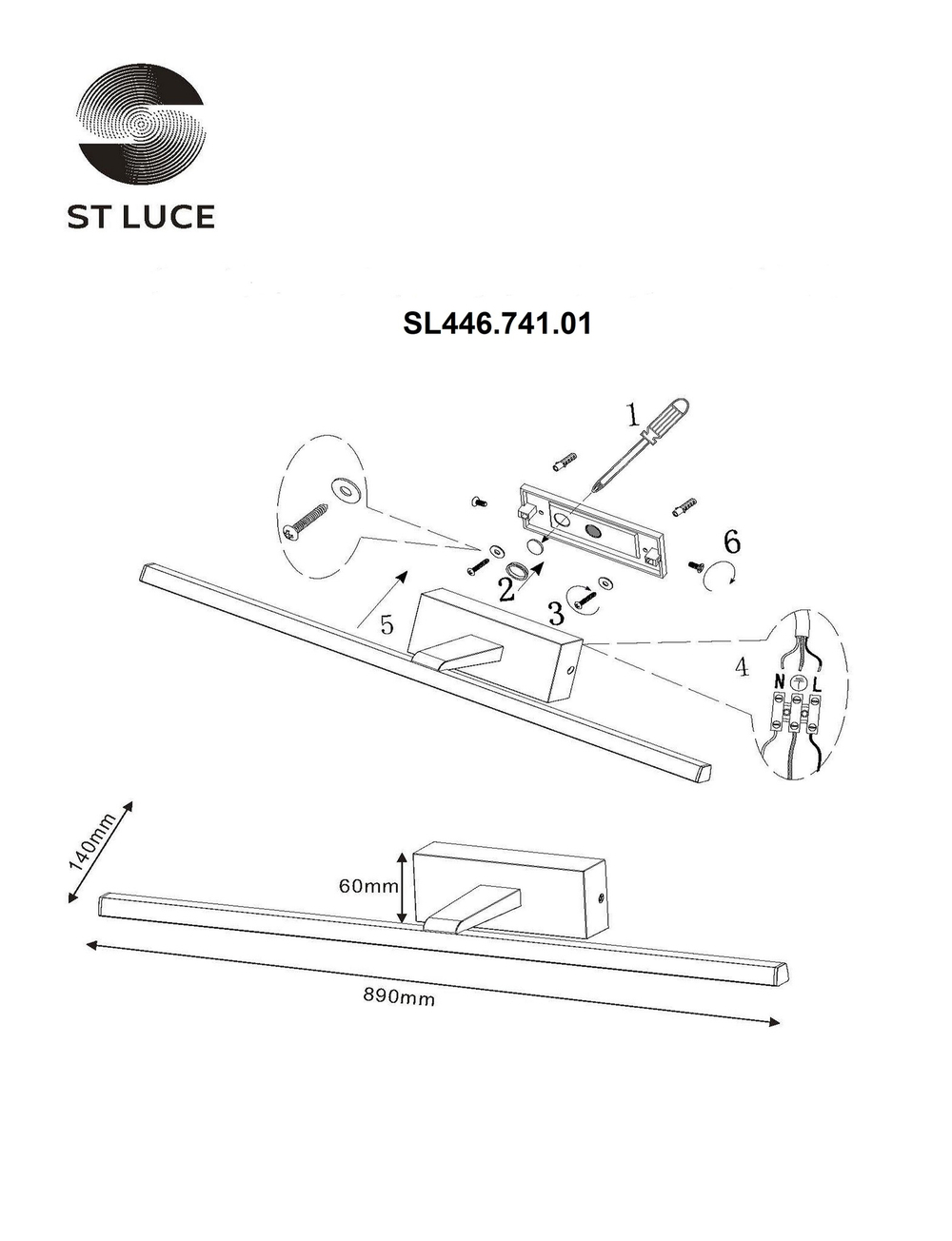 SL446.741.01 Подсветка для картин ST-Luce Черный/Белый LED 1*18W 3000K