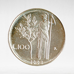 Italy 100 Lire 1992 R "Minerva with Olive Tree", Small Type, AU