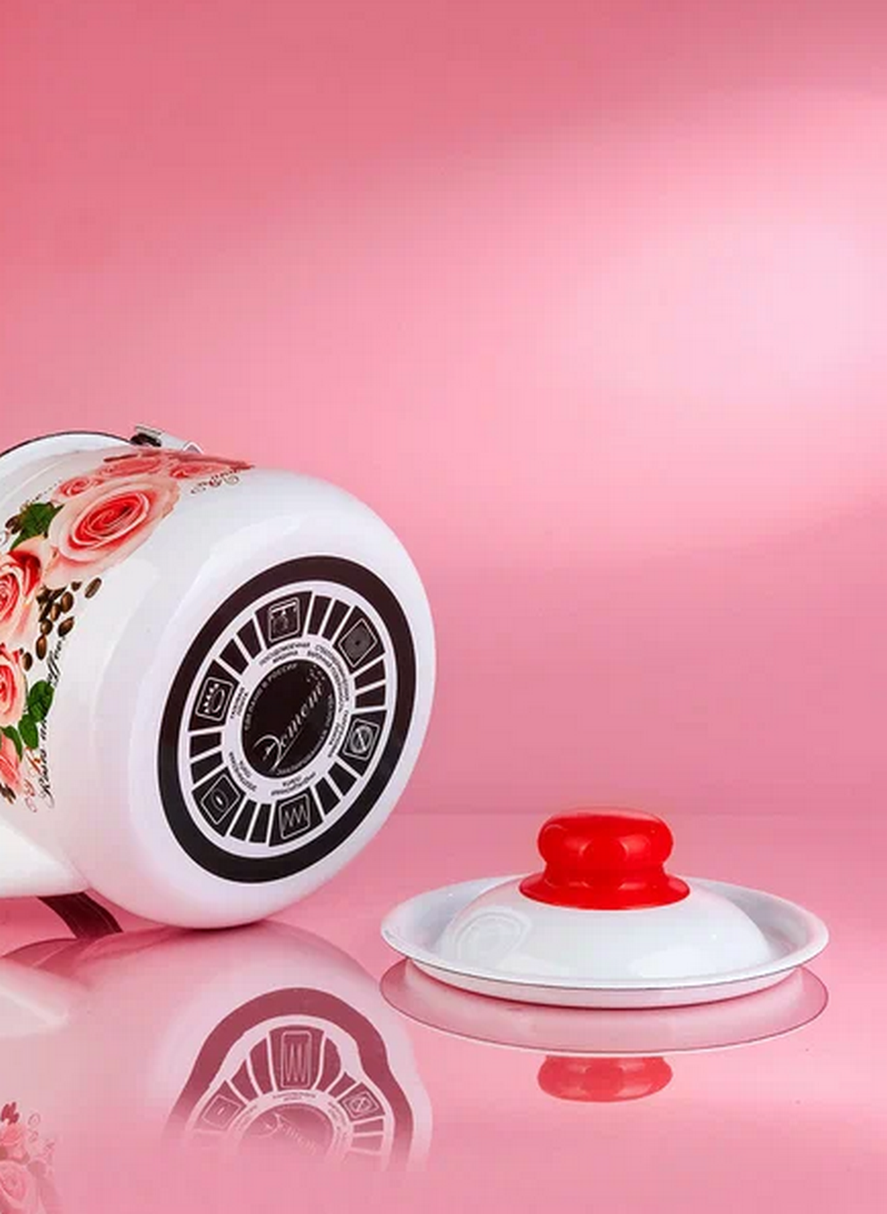 Чайник эмалированный "Розы и кофе" 2.5л. Эстет