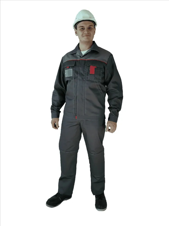 Костюм мужской летний «КИРЖАЧ» (куртка+брюки) цв.темно-серый/светло-серый