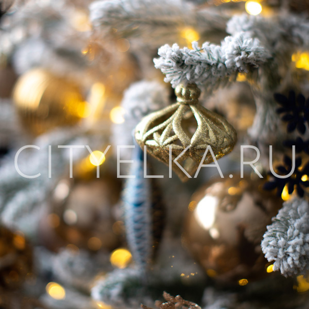 Комплект: Елка Тайла заснеженная с гирляндой, декор Снежное утро