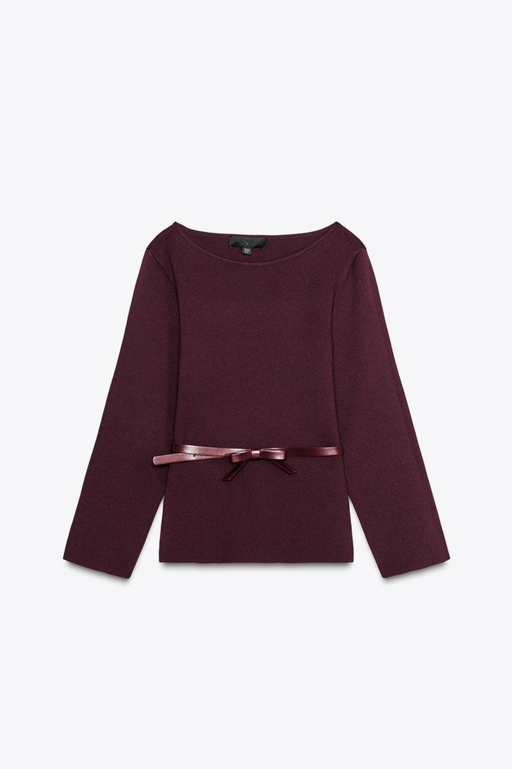 ZARA ТРИКОТАЖНЫЙ ТОП С РЕМНЕМ, ГРАНАТОВЫЙ