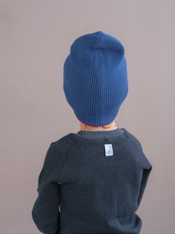 Шапка вязаная хлопковая ТВИНС(Джинс, красный)