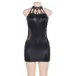 Кожаное платье Ohyeah Lady с ремешками и сеткой, XL-2XL