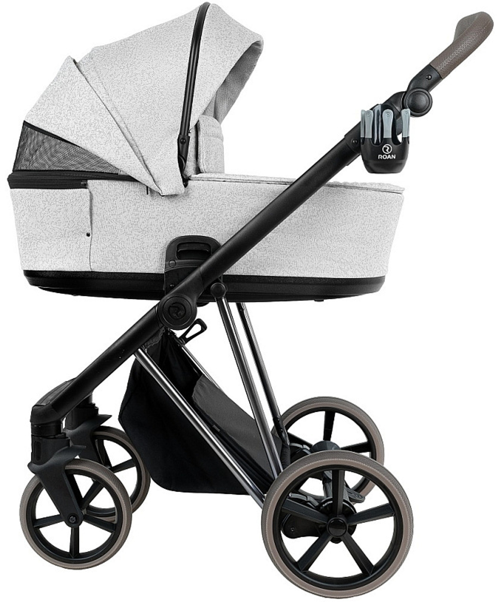 Детская коляска Roan Sol Vintage Luxury 2.0 2 в 1 PIX/50/L Pixel/Light/Black/руч.Cappuccino