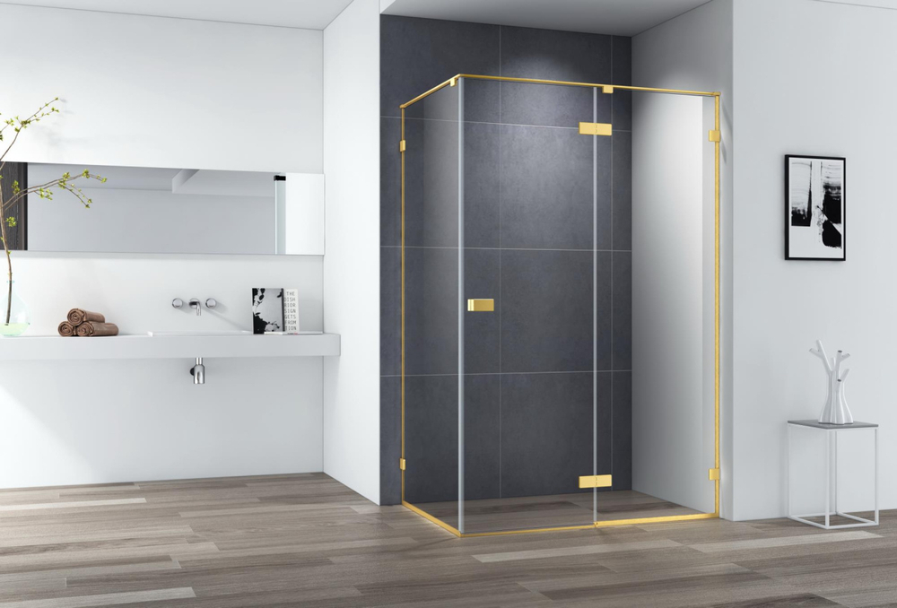 Душевой уголок Cezares BELLAGIO-AH-1-140/90-C-BORO, 140х90х197, профиль брашированное золото, прозрачное стекло