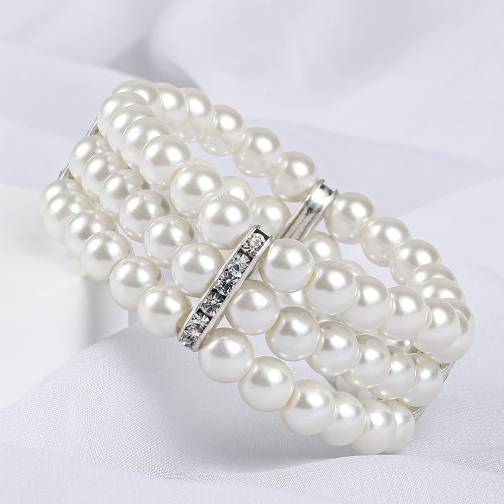 Браслет жемчуг со стразами