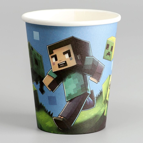 Стакан одноразовый бумажный "Пиксели", 250 мл 10 шт